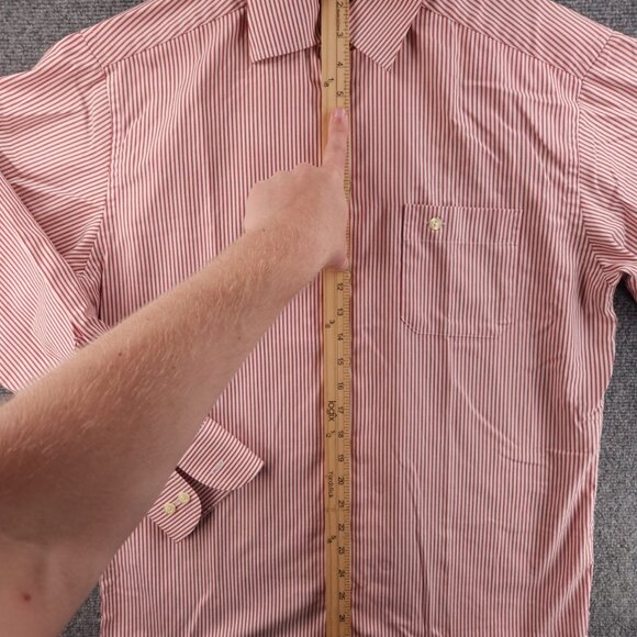 Eton Wrinkle Free Striped Cotton 15.5 Red Shirt Button Up Convertible Cuff Men - Picture 14 of 16